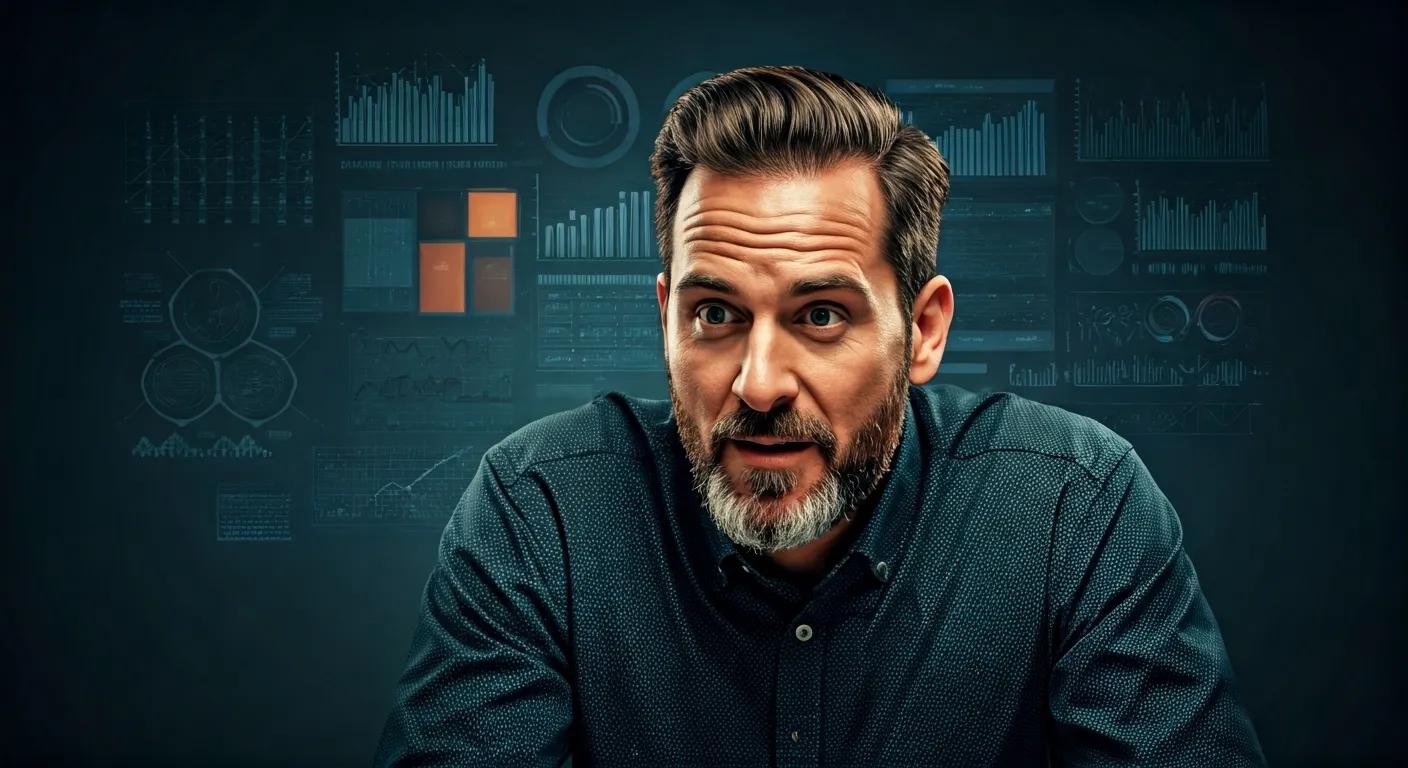 a vintage golden-age comic scene depicts a small texas business owner enthusiastically analyzing website metrics on a retro computer, surrounded by muted tones and artful graphics that highlight the importance of seo in driving customer traffic and enhancing brand visibility.