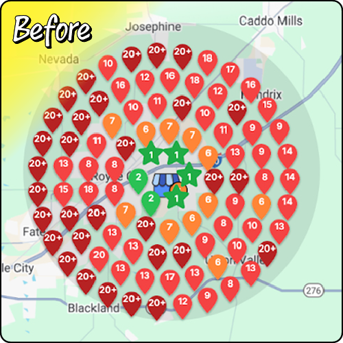 google business profile Texas heatmap before