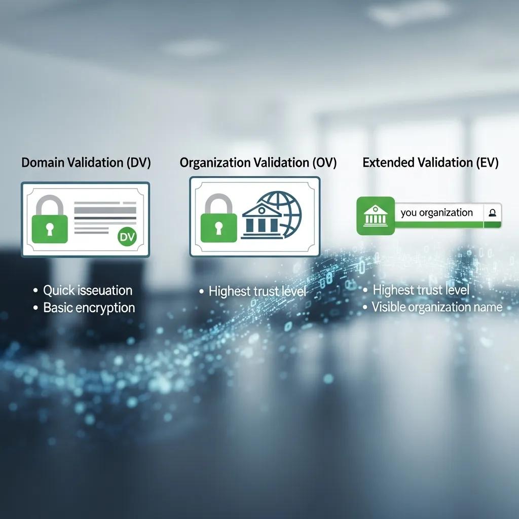 Visual comparison of common SSL certificate types for small businesses