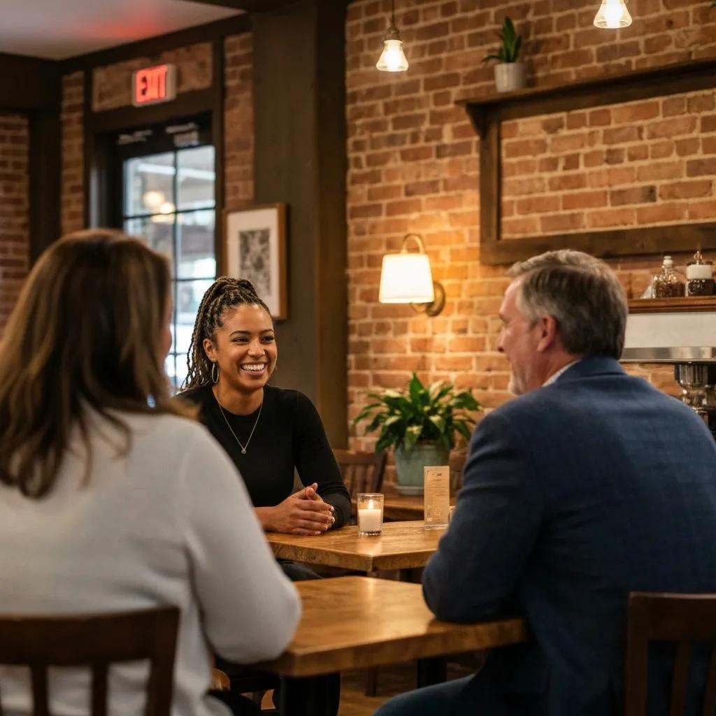 A local business owner in The Woodlands connecting with customers, showcasing the power of Google Business Profile for local reach